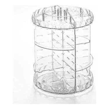 Imagem de Organizador De Maquiagem Giratório 360 Multiuso Acrílico Branco - Perfeito para Organizar Batons, Bases e Pincéis no Quarto ou Banheiro