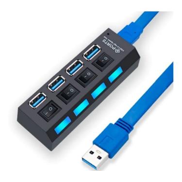 Imagem de Hub Cabo Usb 3.0 Extensor 4 Portas High Speed Hd Pen Drive