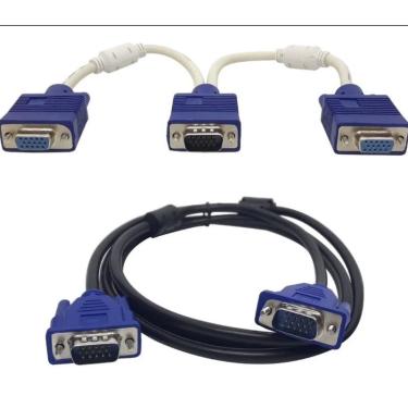 Imagem de Cabo Y 1 Vga(macho) X 2 Vga(fêmea) + Cabo Vga De 3 Metros