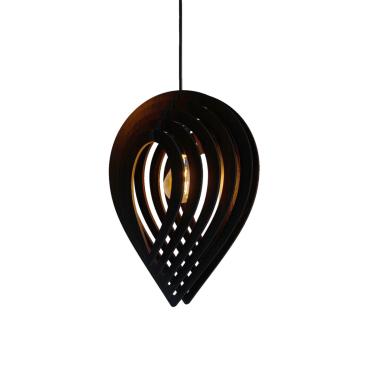 Imagem de Luminária Pendente Madeira Modelo Puzzle Preta Bivolt