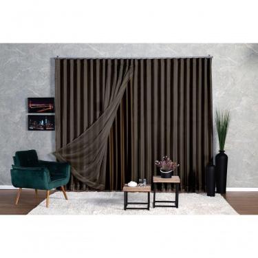 Imagem de Cortina Blackout Com Voil 5,00x2,70 Para Trilho Suíço marrom-escuro