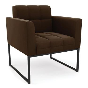 Imagem de Poltrona Elisa Suede Marrom Base Metálica Industrial Preto - D'rossi