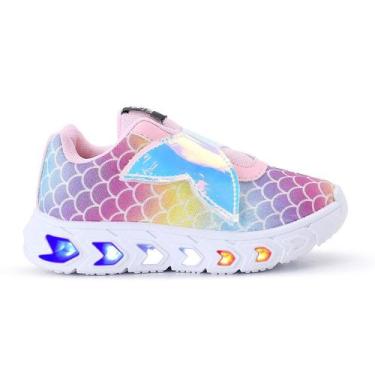Imagem de Tenis De Led Meninas Sereia Glitter Refletivo Calce Facil - Light, Ros