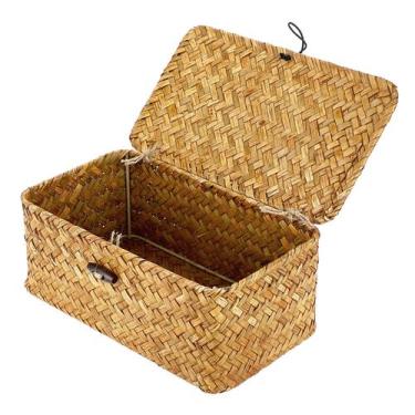 Imagem de Cestos de armazenamento Hipiwe Wicker Shelf Cestos com tampa Seagrass