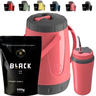 Imagem de Kit Completo Tereré Garrafa Jarra Pávia Unitermi Copo Térmico Com Bomb