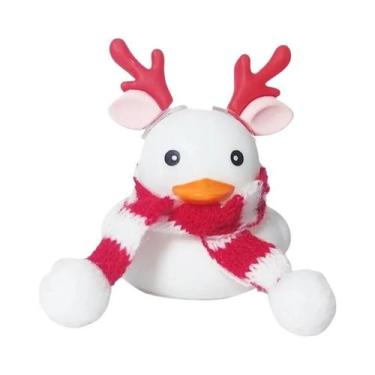 Imagem de Pato De Borracha Com Chifres De Alce Vermelho E Branco Para Decoração 