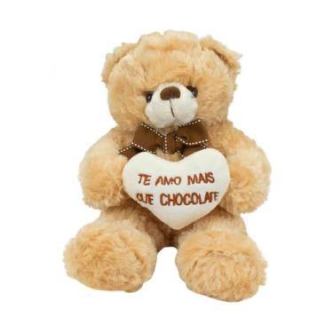 Imagem de Urso Sentado Te Amo Mais Que Chocolate 21cm - Pelúcia - Fofy Toys