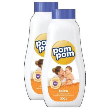 Imagem de kit 2 Talco INFANTIL Pom Pom Amido De Milho Em Frasco 200G