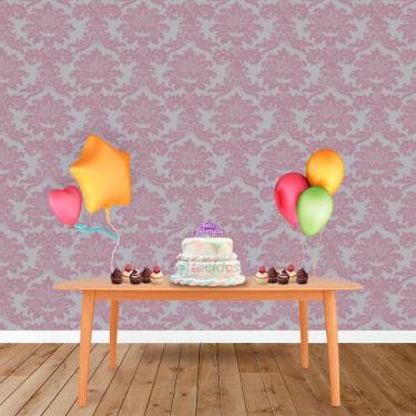 Imagem de Painel Retangular em Jacquard Rosa Bebê e Prata Medalhão - Jacquard Tr