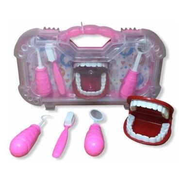Imagem de Maleta Kit Dentista Rosa Odontologia Brinquedo Odonto - Paki Toys