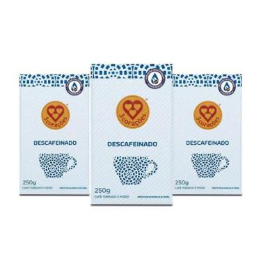 Imagem de Café 3 Corações Descafeinado A Vácuo Kit 3 Pacotes 250G