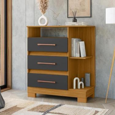 Imagem de Comoda 3 Gavetas MDP Multiuso com Nichos para Quarto - Clique Chique M