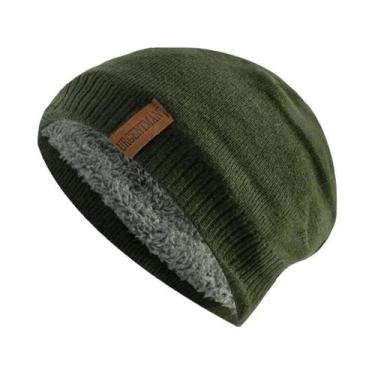 Imagem de Gorro De Inverno Unissex Em Tricô, Cor Sólida, Forrado Com Pelo Quente