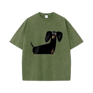 Imagem de Camiseta Feminina Oversized Com Estampa Divertida De Cachorro Dachshun