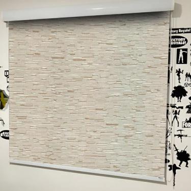 Imagem de Persiana Cortina Rolo Blackout Bege Texturizado Com Bandô 1,40m X 1,40