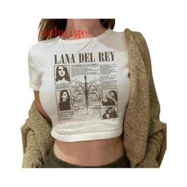 Imagem de Camiseta Vintage Feminina Harajuku De Manga Curta, Lana Del Rey Ldr, G