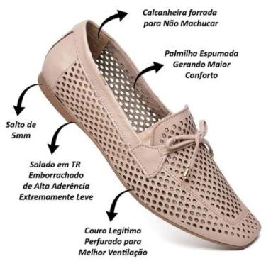 Imagem de Mocassim Feminino Em Couro Confortável Recortado a Laser-Feminino