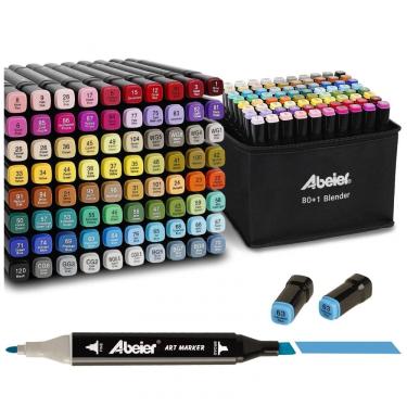 Imagem de Conjunto de Canetas Artisticas 80 cores com Ponta Dupla e Estojo para Crianças e Adulto...