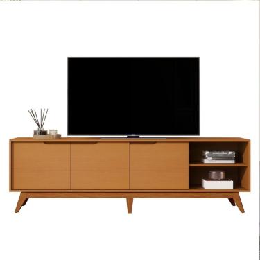 Imagem de Rack Bancada Tucumã 1.8 Tv Até 75 Pol. Pés De Madeira Maciça Nature