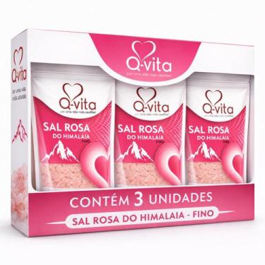 Imagem de Kit 3 Sal Rosa do Himalaia Fino Q-VITA 250g