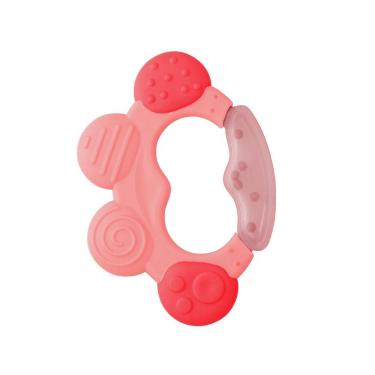 Imagem de Mordedor E Chocalho Texturizado Clingo Rosa - Silicone Livre De Bpa