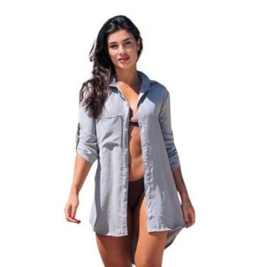 Imagem de Saída de Praia Camisa Vestido Manga-Feminino