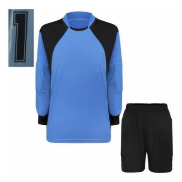 Imagem de Kit Camisa e Bermuda  Para Goleiro  Com Proteção Acolchoada - TRB, Cel