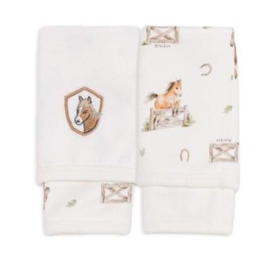 Imagem de Kit 2 Toalhas De Boca Algodão Off White Cavalinhos Mini & Co-Masculino