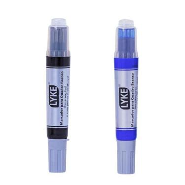 Imagem de Kit 2 Pincel Marcador Quadro Branco Recarregável Lyke Preto E Azul - B