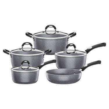 Imagem de Jogo de Panela Mônaco Cinza com 5 Peças - TRAMONTINA