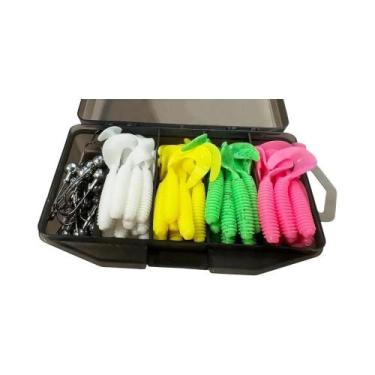 Imagem de 50PCS GOBAIT T Tail Grub Worm Soft Lure 5cm 6cm 7cm Com Isca Metálica 