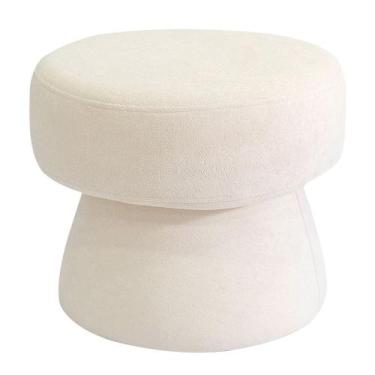 Imagem de Puff Decorativo Redondo Liz Sala de Estar Bouclé Off White - Nexta Cas