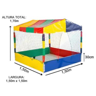 Imagem de Kit Piscina de Bolinhas Nacional Premium Infantil 1,50m Quadrada 500 B