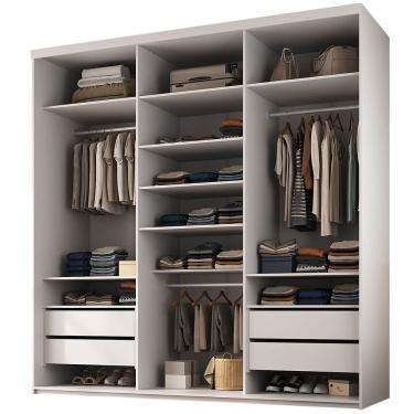 Imagem de Closet Casal Guarda Roupa Sem Porta 208cm 4 Gavetas MDF Tunísia R02 Branco - Lyam Decor