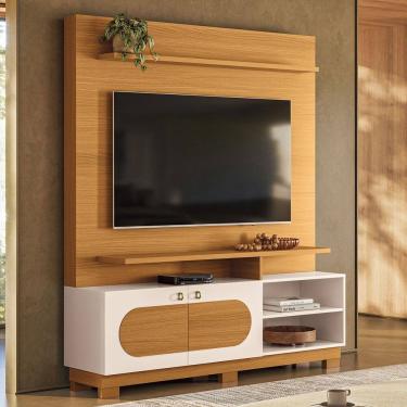 Imagem de Estante Painel Para TV 60 Pol 160cm Mafra B01 Cinamomo Off White - Lyam Decor