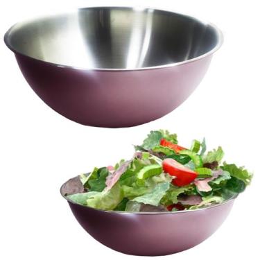 Imagem de Kit com 2 Saladeira Tigela Bowl Color 26cm Rose Aço Inox Escovado Baci