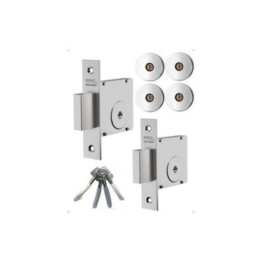 Imagem de Kit 2 Fechadura Auxiliar Tetra Papaiz 4 Chaves 1400 Fit Cromada, Croma