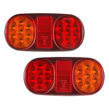 Imagem de Par Lanterna Led Traseira Carreta Reboque Barco 12-24V - Genérica
