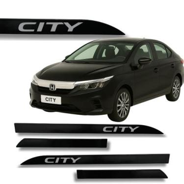 Imagem de Jogo Friso Slim Lateral Honda City Original com Grafia Cores, Preto Cr