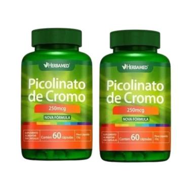 Imagem de Kit com 2 Picolinato De Cromo 250mcg C/60 Cáps - Herbamed sabor:sem sa