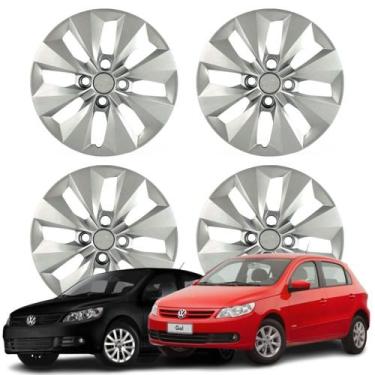 Imagem de Jogo Calota Aro 14 VW Gol Voyage 2013 Cubo Alto Prata - Grid Calotas