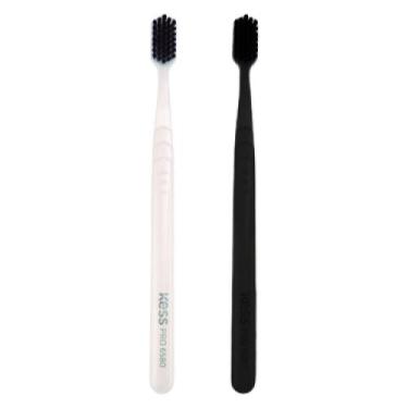 Imagem de Pack Com 2 Escovas Dentais Kess Pro 6580 Extras Macias Preto e Branco