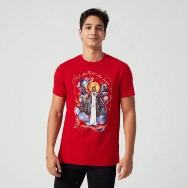 Imagem de Camiseta Religiosa Estampa Proteção Fé Algodão Confortável Durável Est
