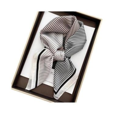 Imagem de Lenço Quadrado Elegante Para Mulheres Em Cetim Macio Com Estampa De Li