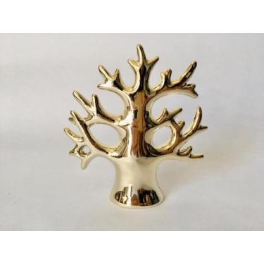 Imagem de Enfeite Decorativo Árvore em Cerâmica Dourada 12,5x12x4cm - WC