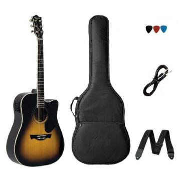 Imagem de Kit Violão Folk Elétrico Tagima Andes Aço Sunburst