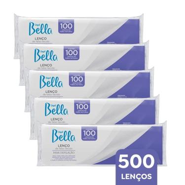 Imagem de Kit 5 Lenço para Depilação Limpeza de Pele Falso Tecido Fibra Natural Branco Depil Bella 100un