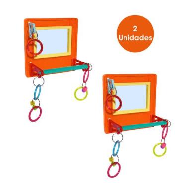 Imagem de 2 Brinquedo Multiplay Diversão c/ Poleiro e Espelho Bird Toy Playgroun