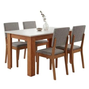 Imagem de Conjunto Sala de Jantar Mesa 1,10m Place 4 Cadeiras Linda Viero - VIER