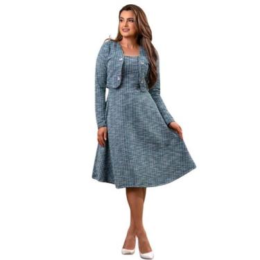 Imagem de Vestido Feminino Com Bolero Moda Evangelica Elegante Midi - Kqzyra, Ve